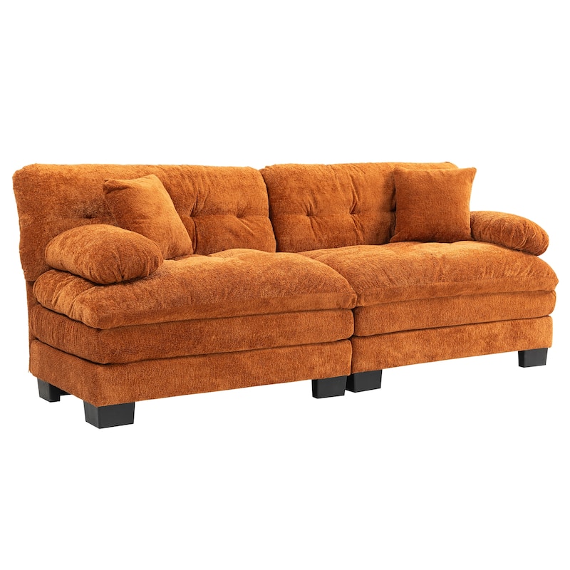 84" Upholstered 3-Seater Sofa with Dual-Layer Memory Foam Cushioning, and Complimentary Comfort Pillows