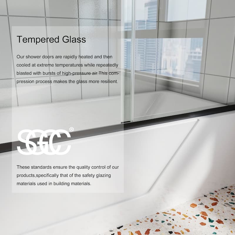 60''x58'' Double Sliding Semi-Frameless Shower Tub Door
