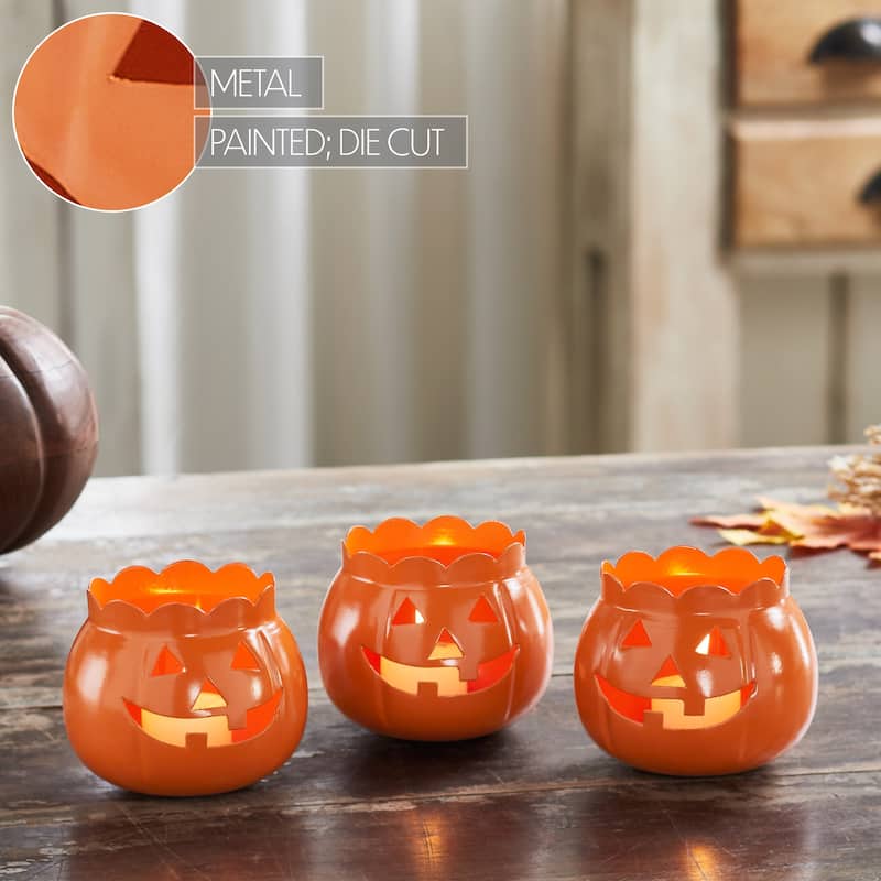 Jack-O-Lantern Candle Holder Orange Set of 3 - 3x3.5x3.5 - N/A