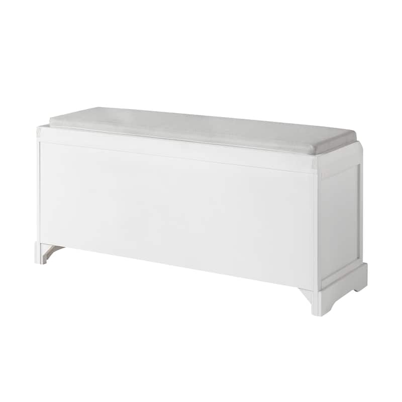 Wood Storage Bench with Cushion,3 Drawers and 3 Baskets