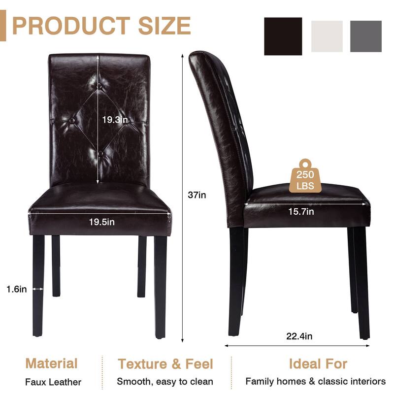 Javlergo Upholstered Dining Chairs Set of 2 Button Tufted Back Rubber Feet Comfortable Kitchen Dining Chairs with High Back