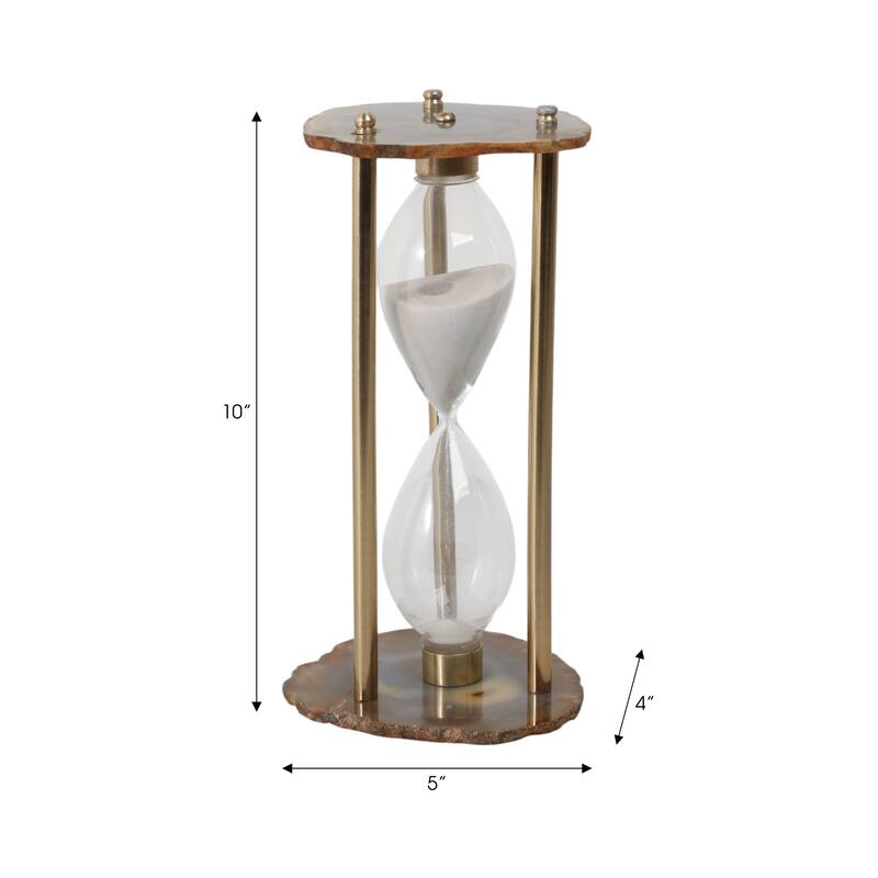 Agate Stone Hourglass Modern Design Home Office Bedroom - 10" Black - 5" x 4" x 10"