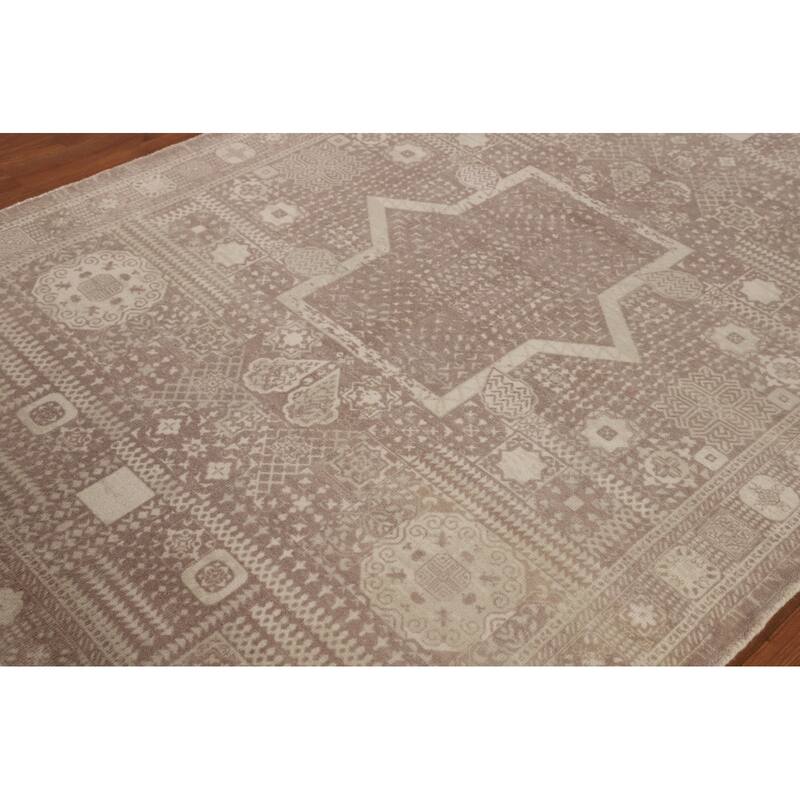 Geometric Oriental Area Rug Handmade Wool Carpet - 5'3"x 7'6"