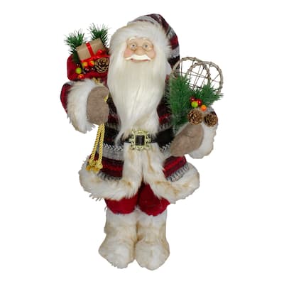 18" Standing Santa Christmas Figure with Snow Shoes and Fur Boots