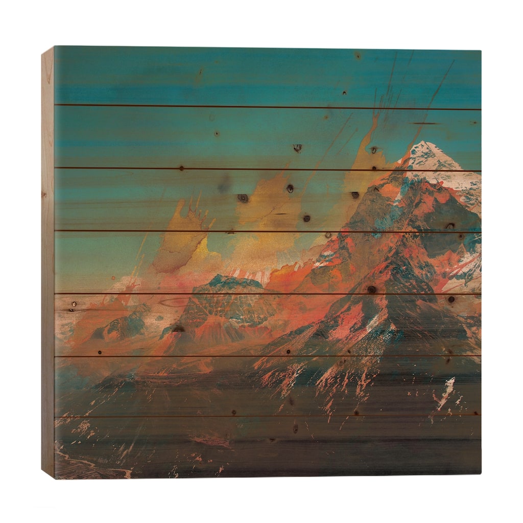 Mountain Splash Print On Wood by Andreas Lie - Multi-Color