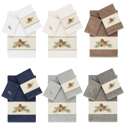 Authentic Hotel and Spa 100% Turkish Cotton Pierre 3PC Embellished Towel Set