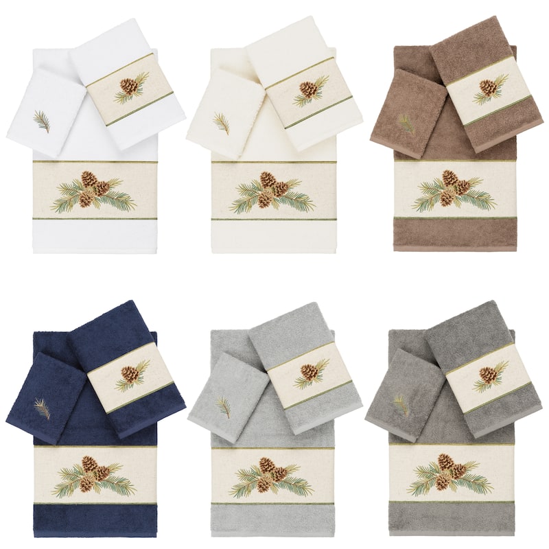 Authentic Hotel and Spa 100% Turkish Cotton Pierre 3PC Embellished Towel Set