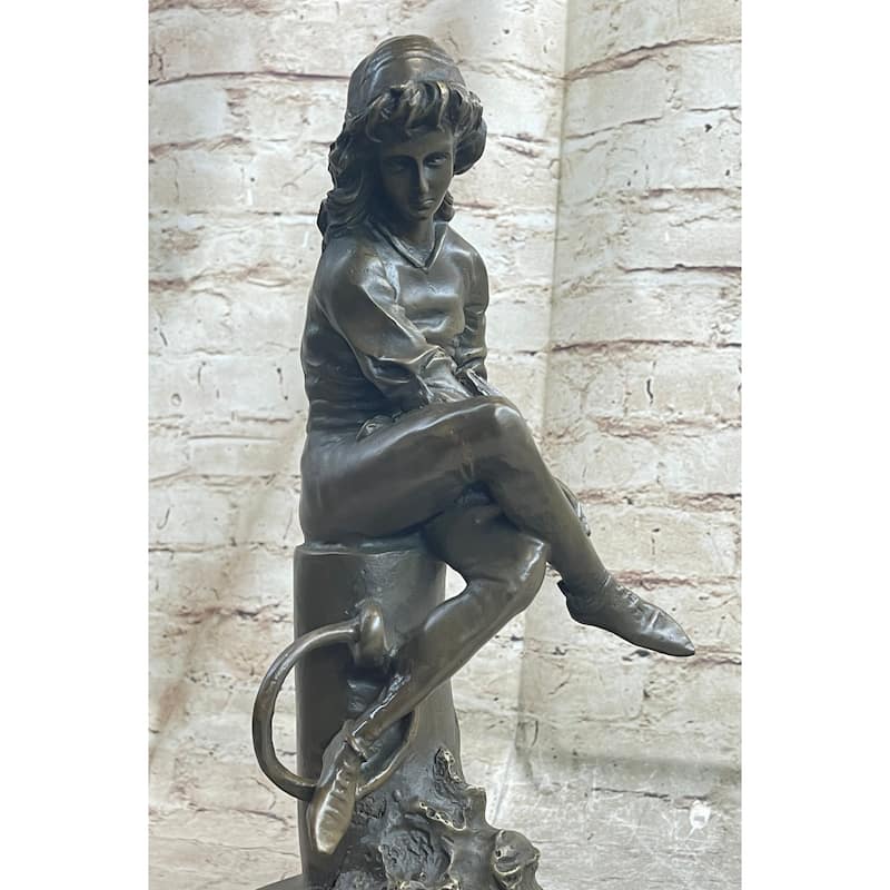 Handmade Bronze Boy Reading Book Book Sculpture Figurine Figure Statue Art