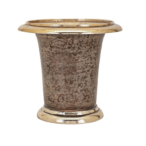 11.5" Brown and Gold Colored Floral Texture Finish Cylindrical Vase - N/A