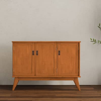 WYNDENHALL Tierney SOLID HARDWOOD 50 inch Wide Rectangle Modern 3 Door Sideboard Buffet in Teak Brown - 17" D x 50" W x 36" H