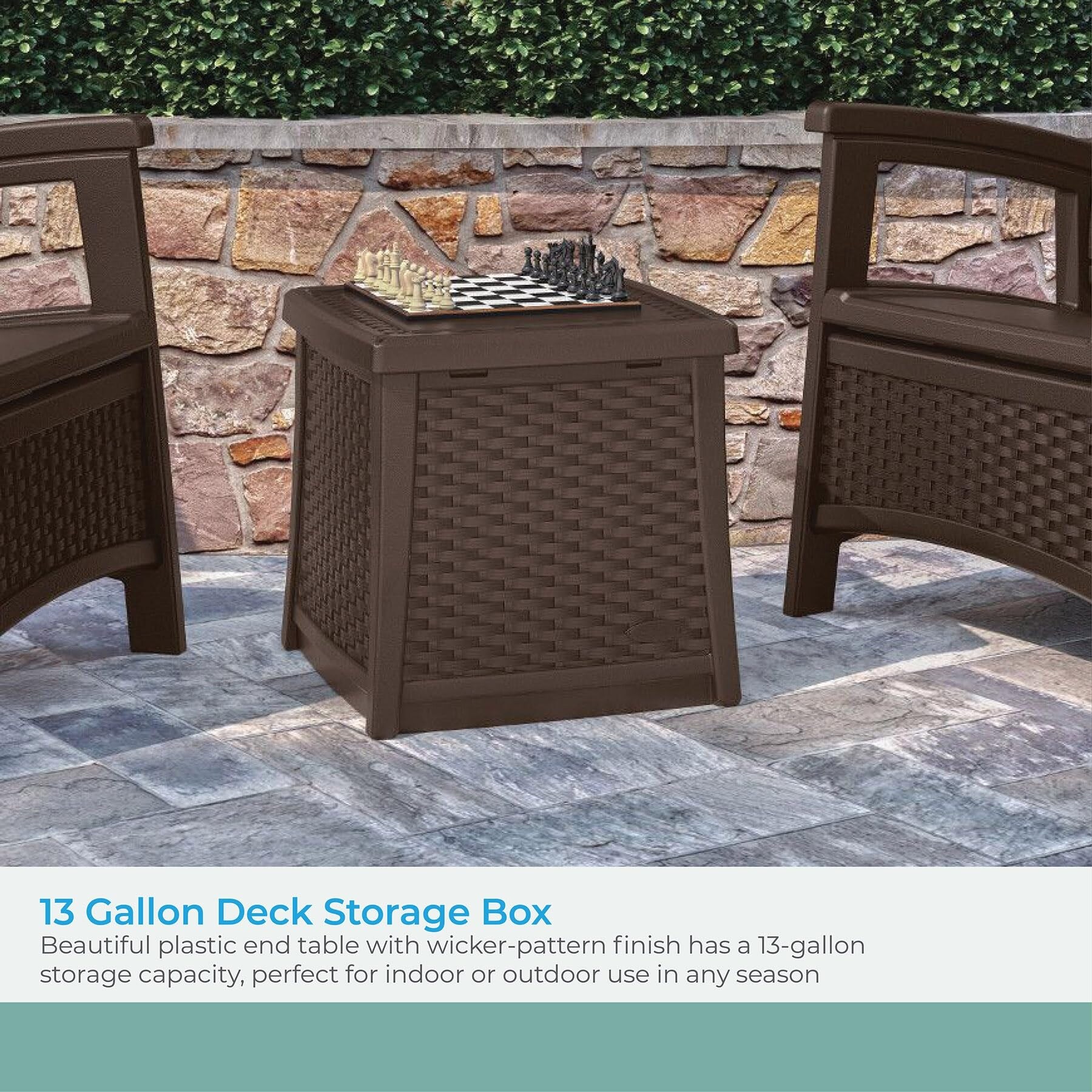 13 Gallon Resin Outdoor Patio End Table Storage Box Java Bed Bath Beyond 40150354