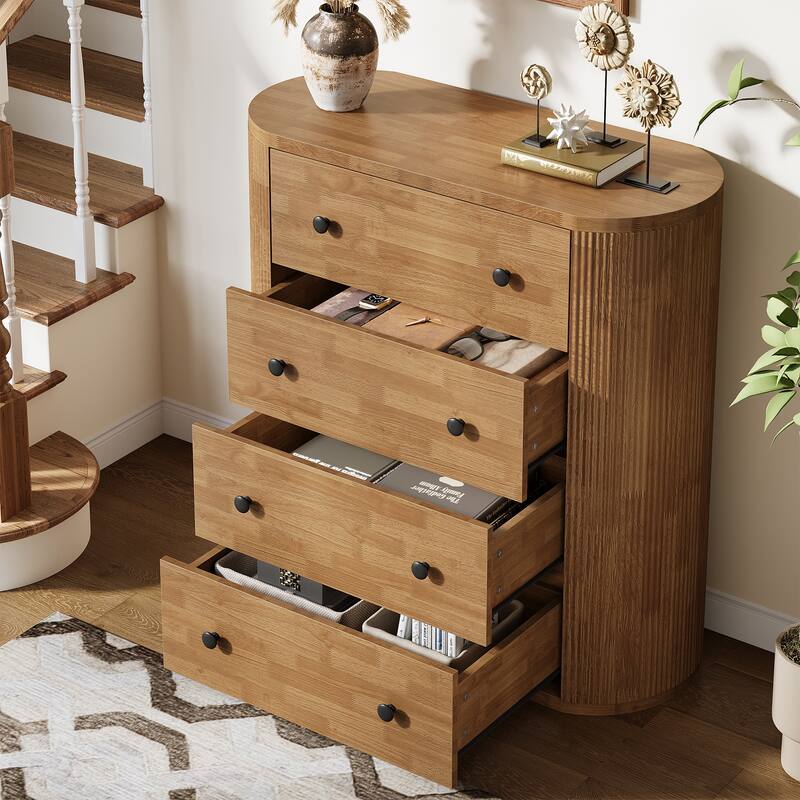 4-Drawer Wood Chest, Storage Cabinet Organizer for Bedroom, Living Room, Entryway