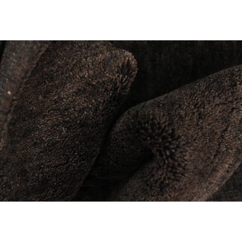 Hand Knotted Oriental 100% Wool Carpet Modern Solid Brown Gabbeh Area Rug - 6' 6'' X 5' 0''
