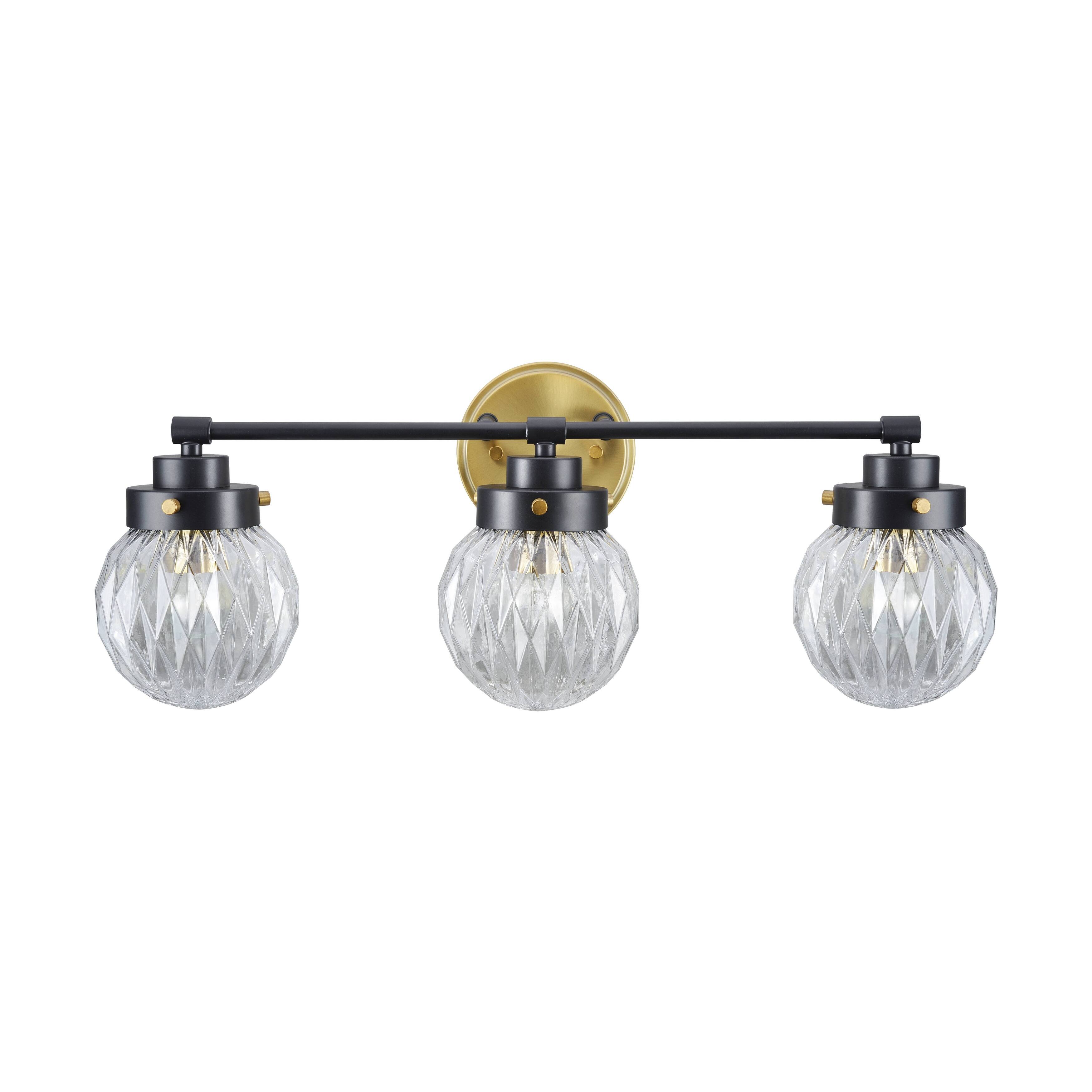 Aspen Creative Bathroom Vanity 3 Lights Fixture, Gold/Black Bed Bath