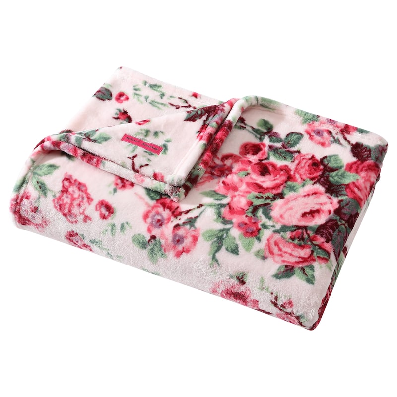 Betsey Johnson Printed Ultra Soft Plush Reversible Blanket