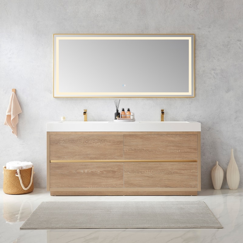 Huesca Double Bath Vanity with Composite Sink Top and Mirror