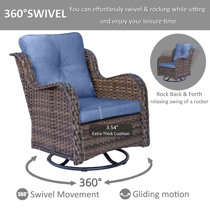 9-piece Wicker Outdoor Patio Furniture Sets with Swivel Rocker Chairs