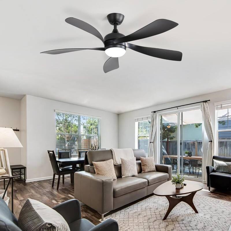 52 Inch Ceiling Fan with Remote & Lights Quiet DC Motor 5 Blade High CFM Modern Fan
