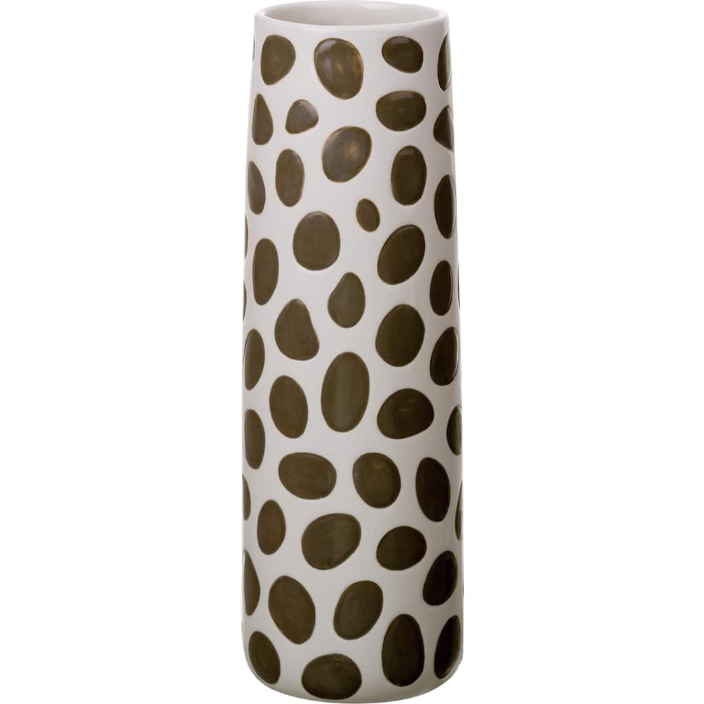 Transpac Dolomite 12 in. Multicolor Spring Animal Spot Print Vase