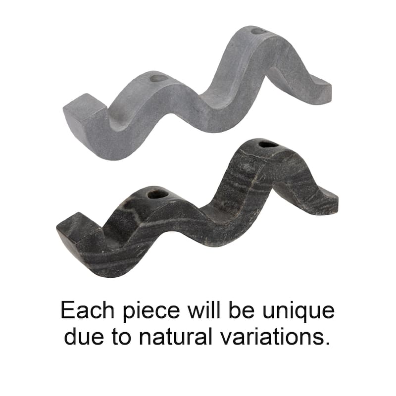 Marble Wave Double Taper Candle Holder - 14.5"L x 4.0"W x 2.0"H