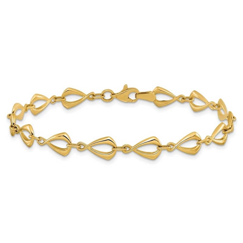 Curata 10k Yellow Gold 7.25" 8mm Open Geometric Links Bracelet