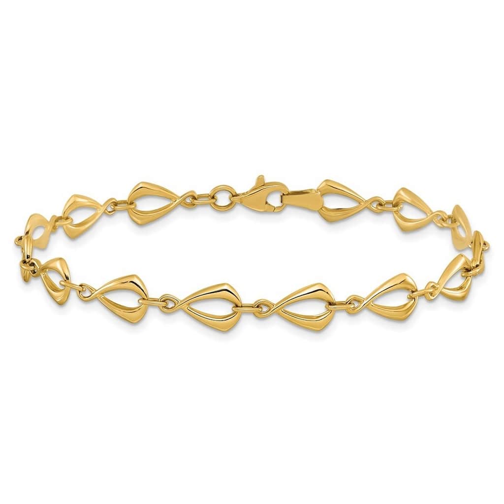 Curata 10k Yellow Gold 7.25" 8mm Open Geometric Links Bracelet