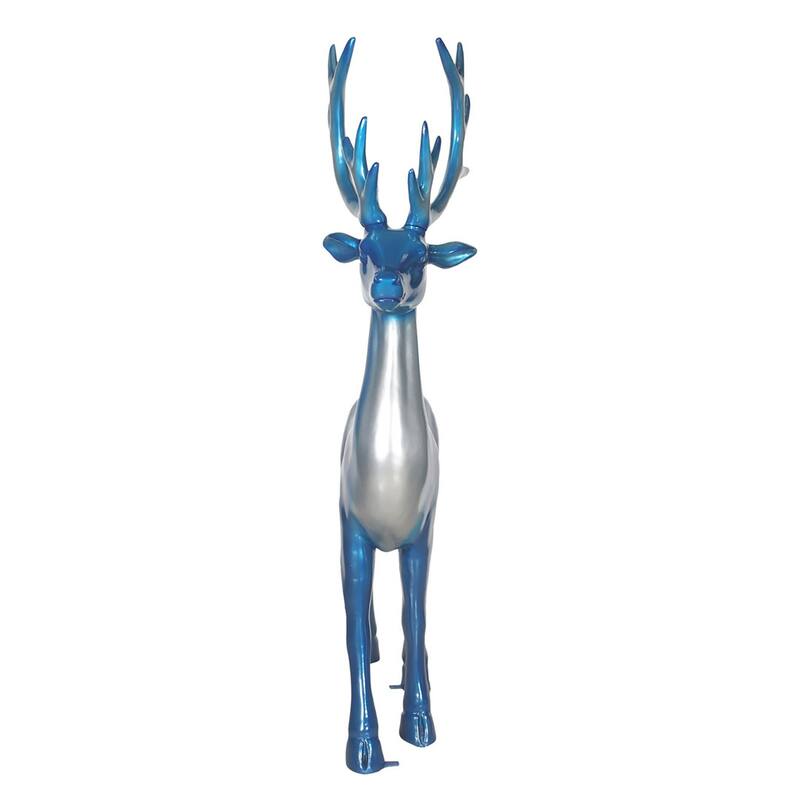 Standing Reindeer Commercial Fiberglass Outdoor Christmas Decoration - 70" - Blue