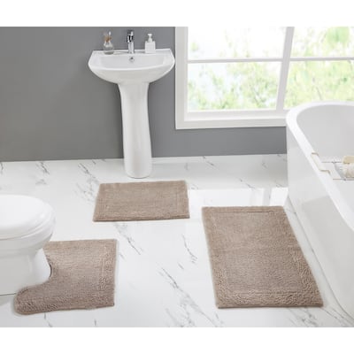 Better Trends Bath Rugs Set 100% Cotton Tufted Soft Water Absorbent Bathroom Rug for Shower, Sink Bath Mats Edge Collection