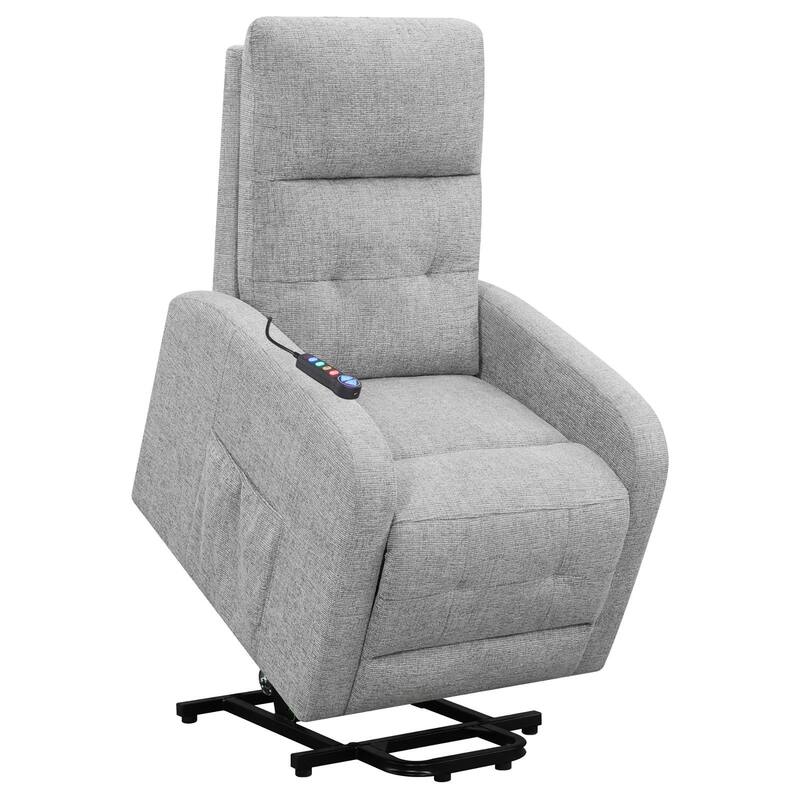 Chenille Heated Massage Power Lift Recliner with Cool Gel Memory Foam Cushion, USB Ports, Storage Pockets