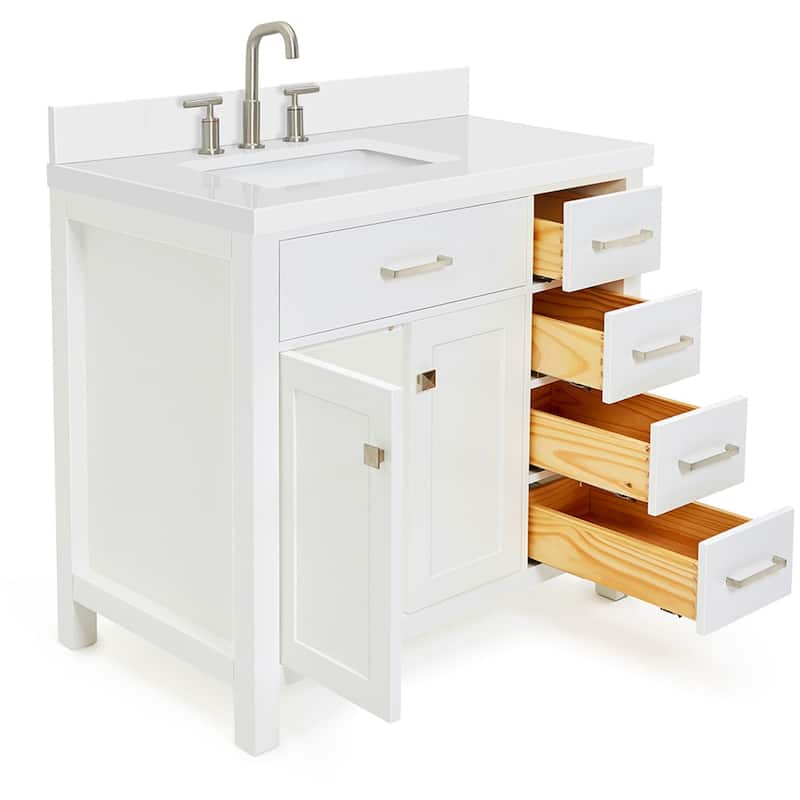 Ariel H037SLWQRVO Bristol 36" Thick Quartz Vanity Top