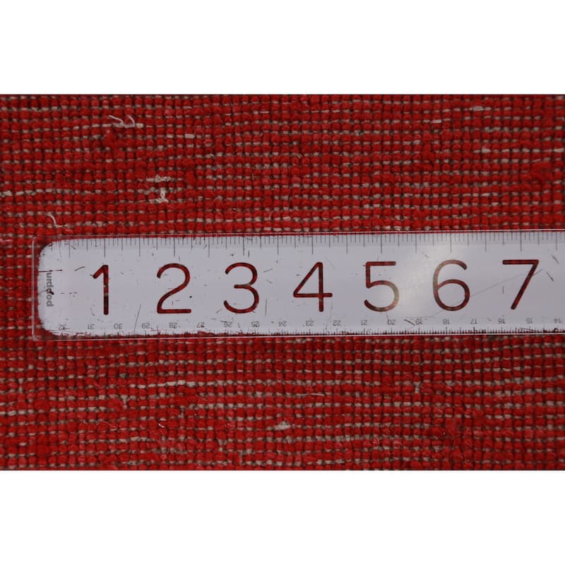 Hand Knotted Oriental 100% Wool Carpet Modern Solid Red Gabbeh Area Rug - 9' 0'' X 6' 2''