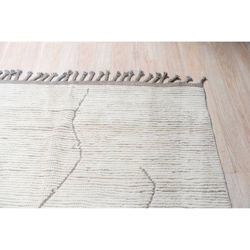 Home Decor Beige Hand-Knotted Wool Contemporary Marrakech Handspun Area RugStylish and Durable Rug for Living Room, Bedroom, Off