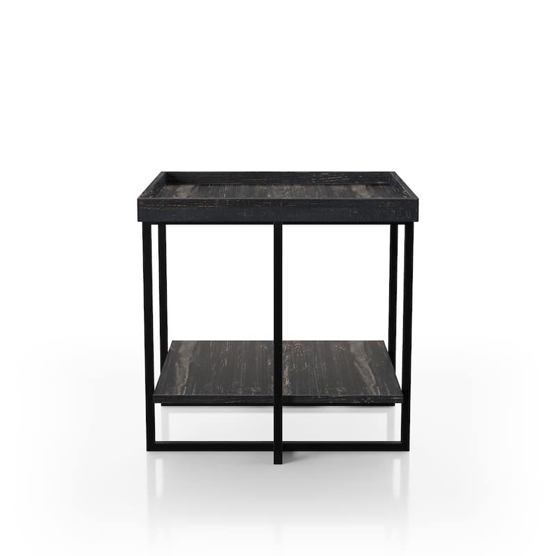 Alivia Rustic Black 24-inch Steel 1-Shelf Side Table by Furniture of America