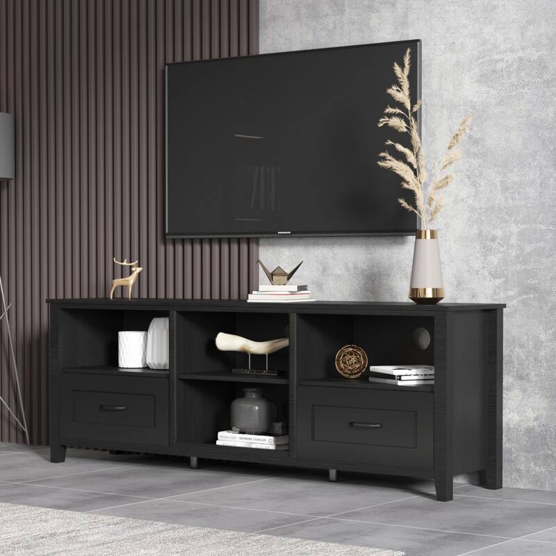 Oaks Aura 70'' TV Stand with 2 Drawers and 4 High-Capacity Storage Compartment, 3 Colors for Living Room and Bedroom