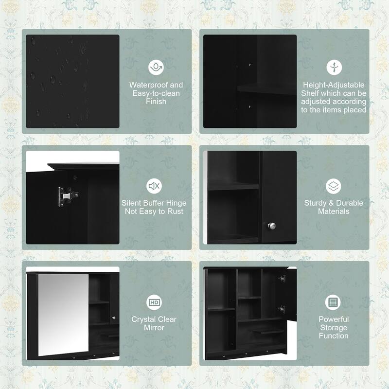 36 Inch Wall Mounted Medicine Cabinet, Bathroom Storage Cabinet with Mirror Door and Adjustabl Shelf