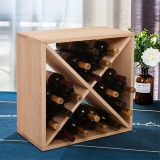 24 Bottle Wine Rack Wooden Compact Cellar Bar Storage, Kitchen Display ...