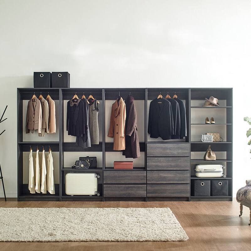 Prosper 32" Gray Wood Walk-in Closet with Two Rods