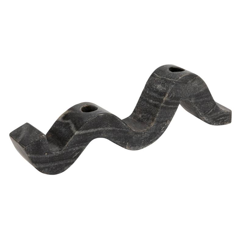 Marble Wave Double Taper Candle Holder - 14.5"L x 4.0"W x 2.0"H