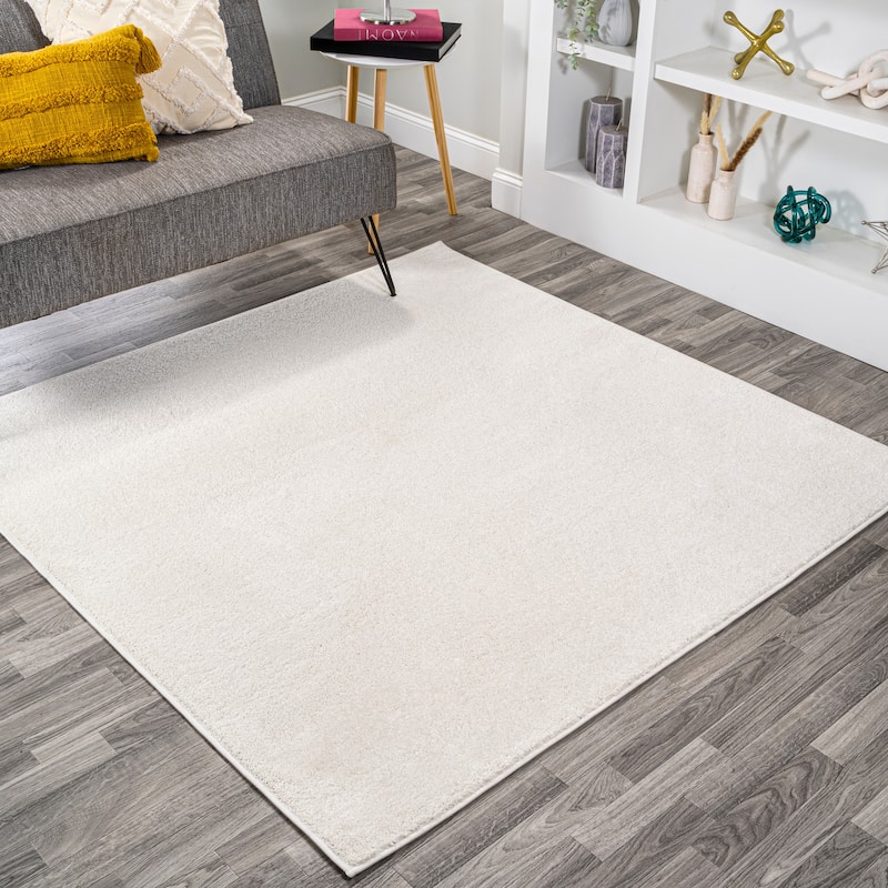JONATHAN Y Tumbling Solid Low-Pile Area Rug - 9' Square - Cream
