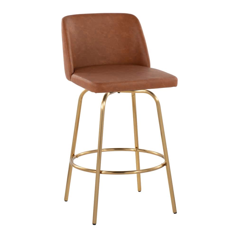 Silver Orchid Vallberga 26" Counter Stool with Gold Metal Base (Set of 2)