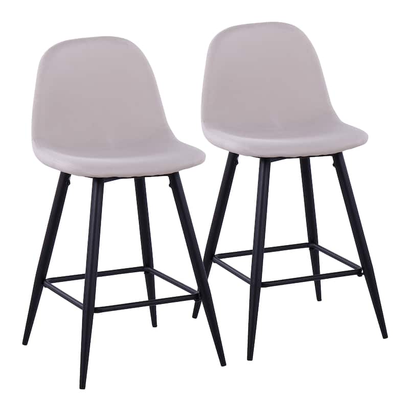 Lumisource Counter Stool in Black Metal and Blue Fabric, Set of 2 - 20"Lx17.25"Wx34.75"H