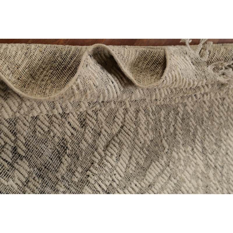 Beige Abstract Moroccan Oriental Area Rug Hand-Knotted Wool Carpet - 4'11"x 8'3"