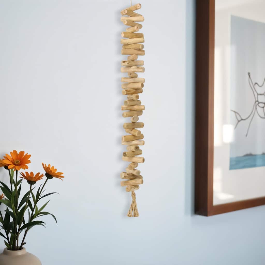 HomeRoots 40" Brown Wood Rods And Rope Decorative Tassel - 4' X '40' X '1