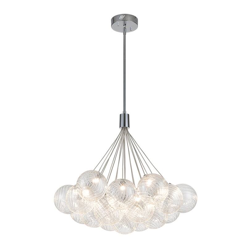 Contemporary Dimmable LED Cluster Glass Globe Chandelier - Chrome
