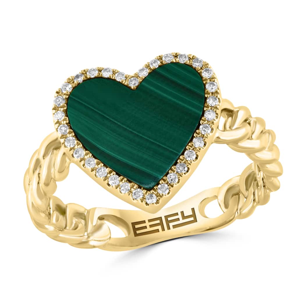 EFFY 14K Gold Diamond,Malachite Chain Heart Ring