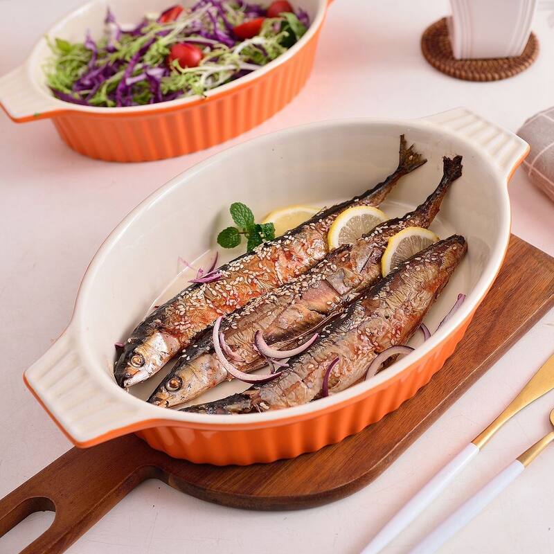 MALACASA, Series Bake.Bake, Ceramic Oval Baking Dish Bakeware Set