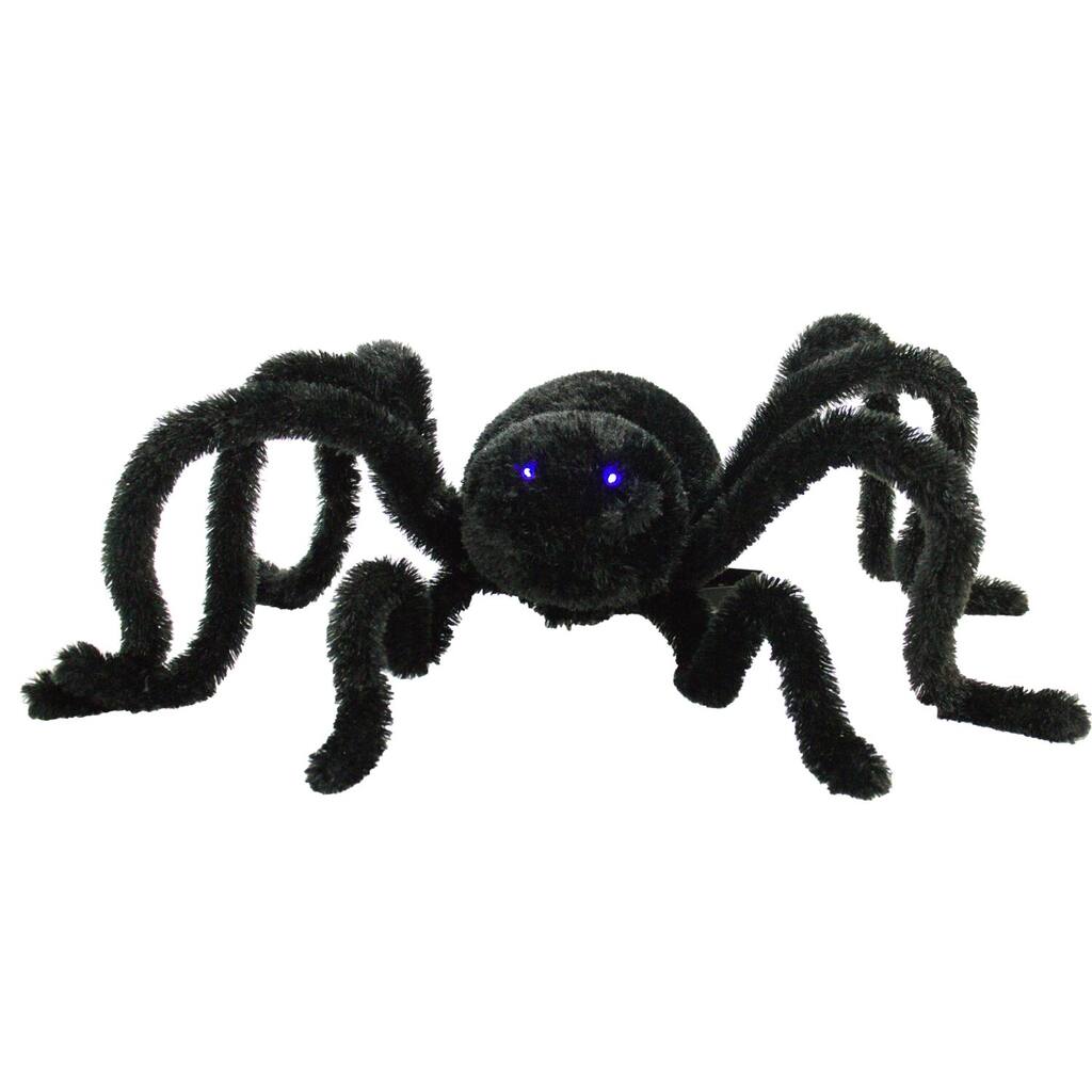 Haunted Hill Farm 36 In. Aimatronic Crawler Spider, Indoor/Outdoor Halloween Decoration, Flashing Blue Eyes, Battery-Operated