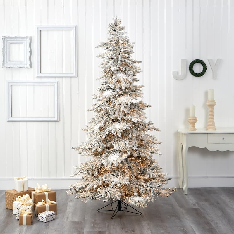 7.5Ft Pre-Lit Christmas Tree - Grand Northern Fir with Warm LED Lights & Bendable Branches - Holiday Decor - White - 84