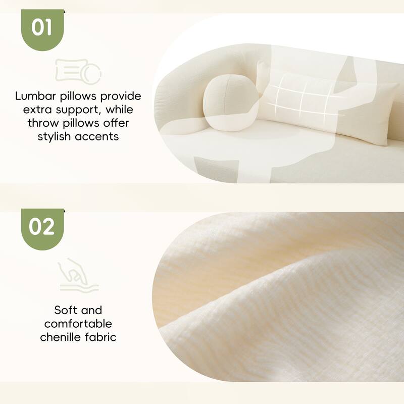 Boneless Couch Beige Upholstered Sofa with Pillows, 3-Seater Sofa Couch Settee Couch for Living Room