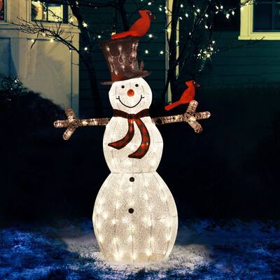 VEIKOUS 5FT Outdoor Lighted Snowman Christmas Yard Decorations with Warm LED Lights - White